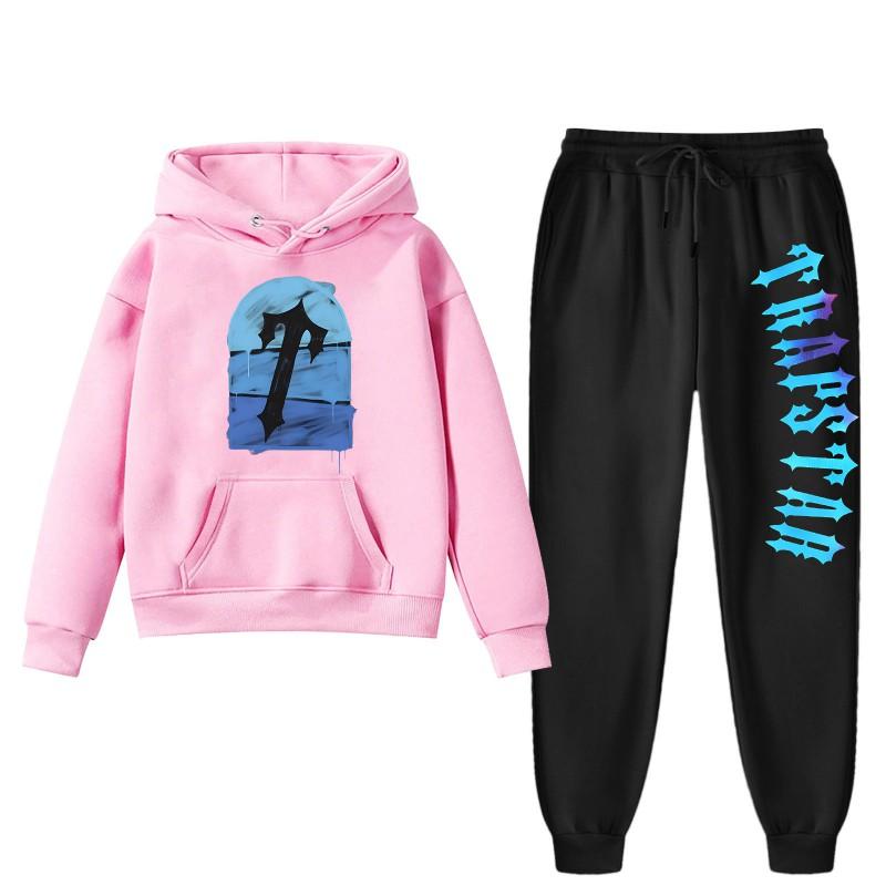 Trapstar Print Hoodie Pants Set Men Women Casual Streetwear Winter