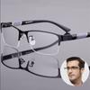 Blue Ray Blocking Anti-Blue Light Reading Glasses Eye Protection Half Frame Hyperopia Glasses Ultralight Metal Square Eyeglasses