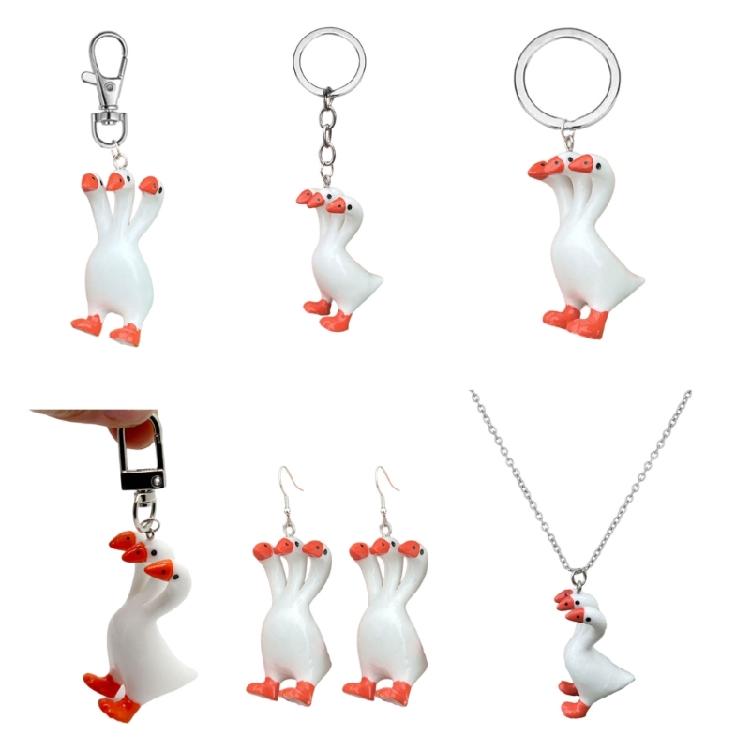 Unique Pendant Earring Geese with Three Heads Shape Lightweight Pendant Necklace