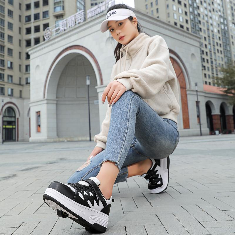 Деформируемая обувь для детей/подростков, для мальчиков и девочек, двухколесные роликовые коньки двойного назначения, двухрядные роликовые коньки