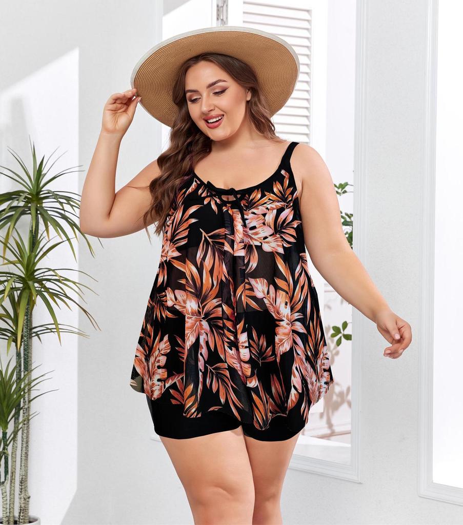 2024 Plus Size High Waist Tankini Two-Piece Women's Swimwear