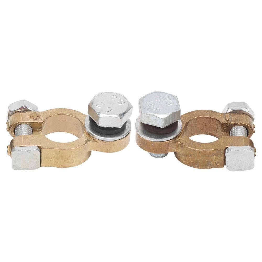 2PCS Alloy Battery Terminal Connectors Brass Positive Negative Terminals Top Post Connectors Boat
