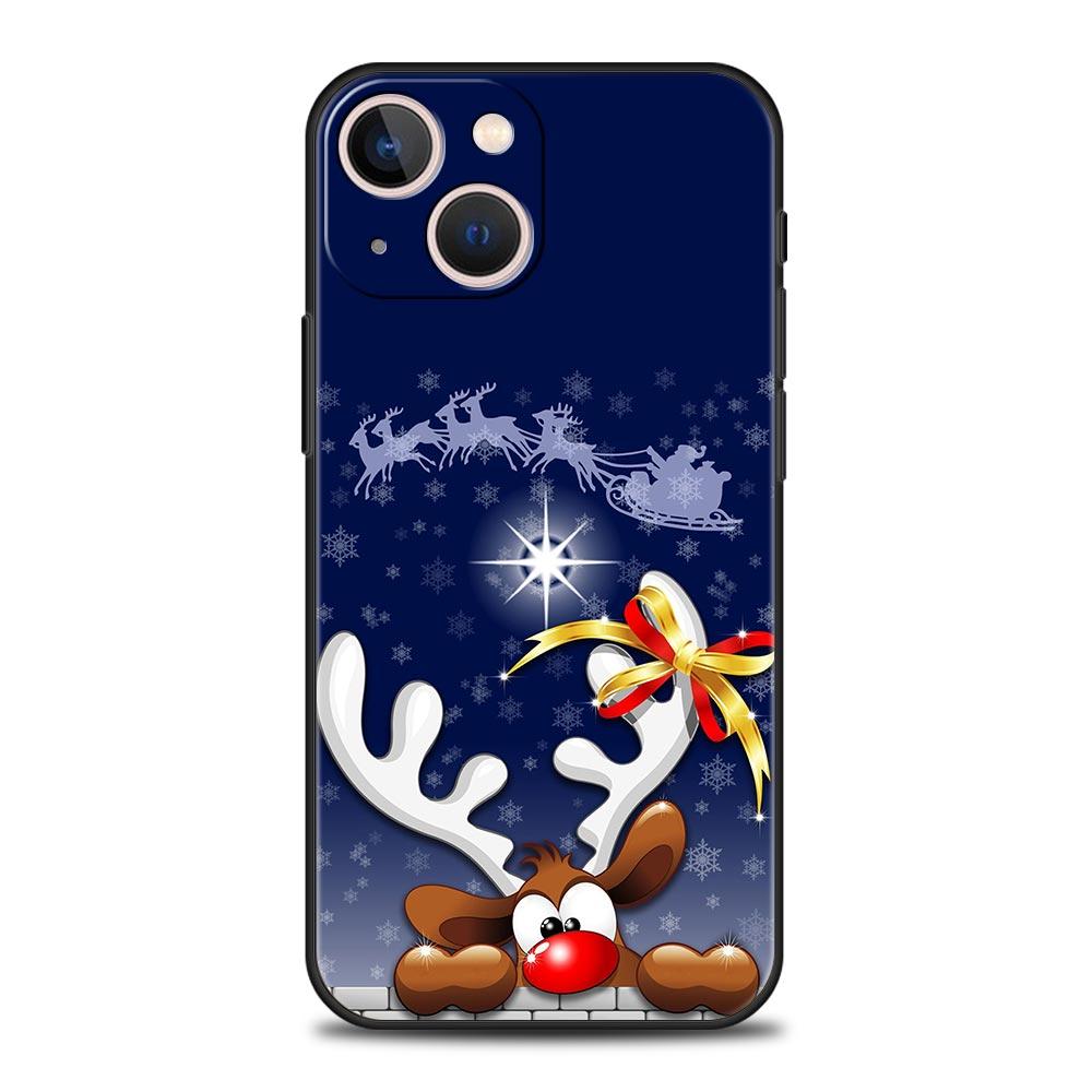Рождественский Новый год Чехол для телефона для iPhone Apple 15 14 13 12 11 Pro Max Mini 7 8 Plus XR XS X SE 2020 Черный силиконовый чехол