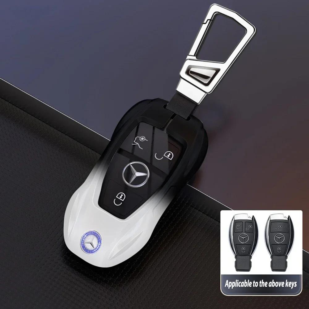 C200 E200 New 2025 For Mercedes Benz Fashion Ziny Alloy Car Key Case Cover Shell for Mercedes Benz AMG A B C E S Class W204 W205