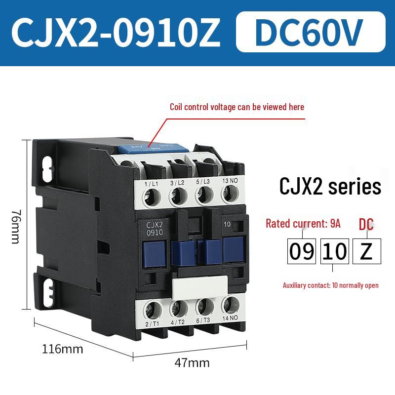 DC Контактор CJX2: Модели 1210, 0910, 1810, 2510 - Варианты напряжения: 12В, 24В, 48В, 110В, 220В, 380В