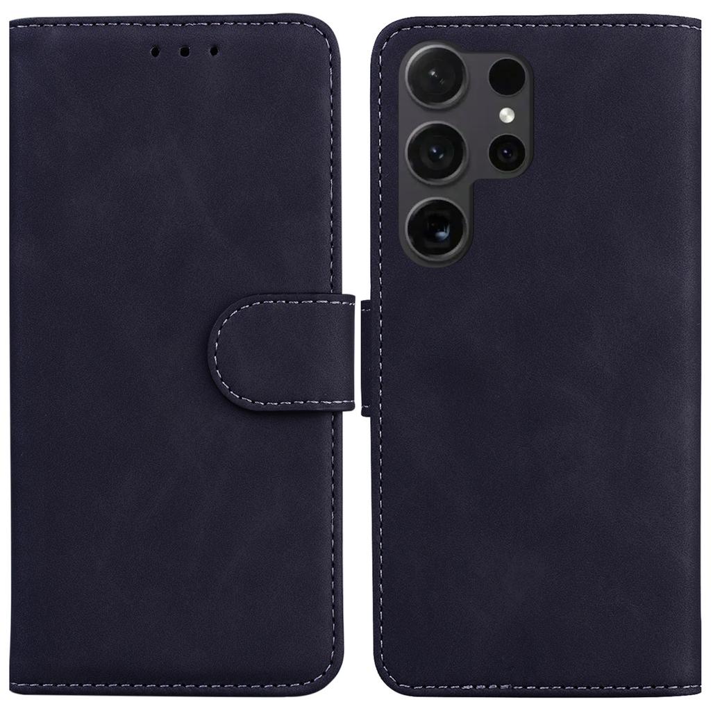 For Samsung Galaxy S25 Ultra Case Solid Color Leather Wallet Phone Cover