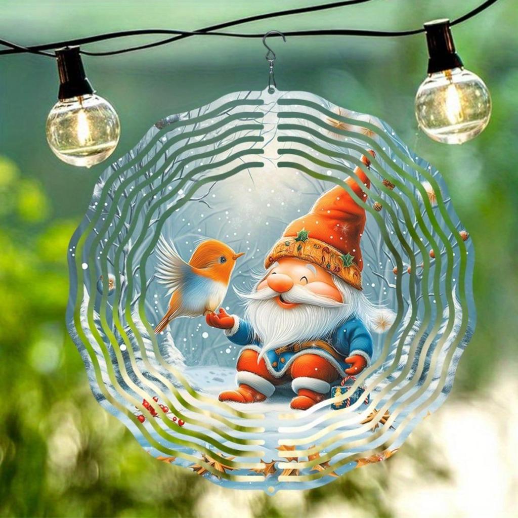Рождественский гном, колокольчик ветра, уличный декор со снежинками, сосновыми шишками и дизайном птиц для сада, праздника, свадьбы, подарка на день рождения