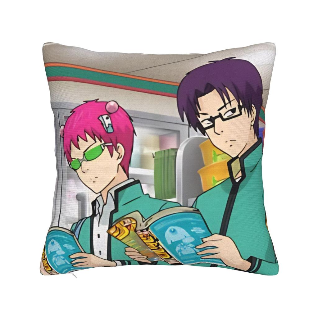 Saiki Kusuo Yare Yare Square Pillow Case Cushion Cover Vintage Zipper Decor Throw Pillow Case Cover for Home 45x45cm