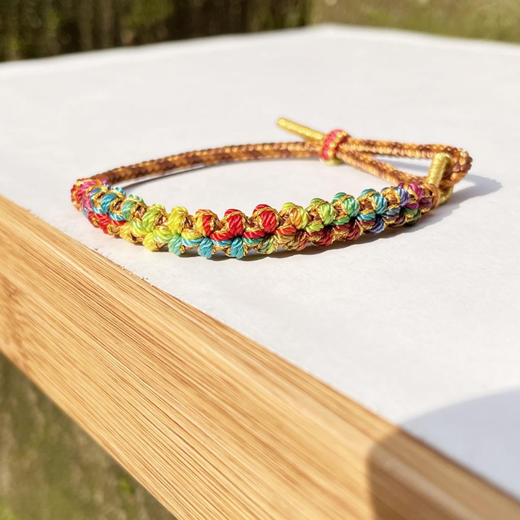 Сплетенный вручную браслет с персиковым цветком, талисман на удачу, хлопковая нить, цепочка на руку, традиционное ремесло