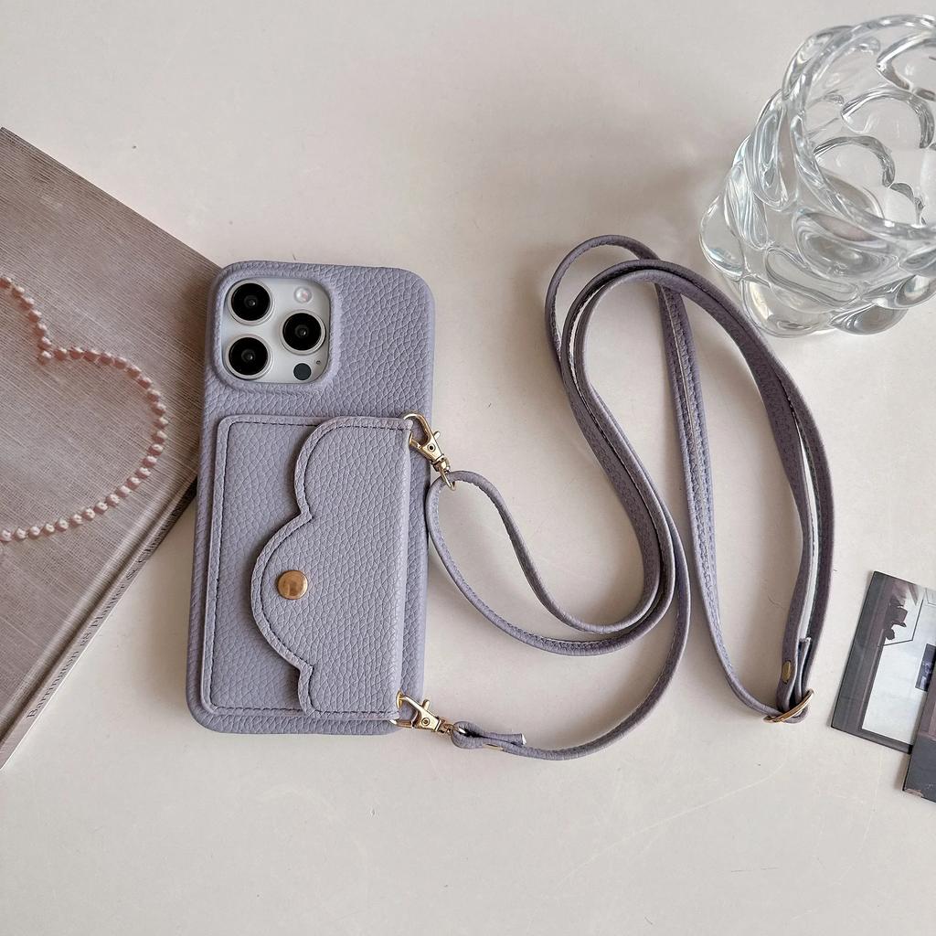Crossbody Leather Cover for IPhone 16 15 14 13 12 11 Pro Max Plus Phone Case with Card Holder Lanyard Strap Neckband Wallet