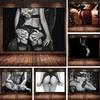 Black and White Sexy Female Nude Lovers Figure Canvas Art Mural Hotel Poster Print Painting Wall Art Picture Home Bedroom Decor