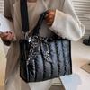 Elegant Women's Totes Bags with Silk Scarf Accent Winter Quilted Crossbody Bags for Women Casual Solid Color Padded Shoulder Bag