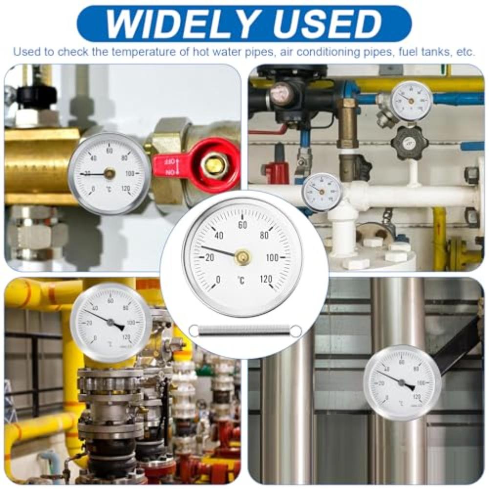 For Air Conditioning Units Tube Thermometer SS Pipe Thermometer Stainless Steel Pipe Thermometer 2 C Precision