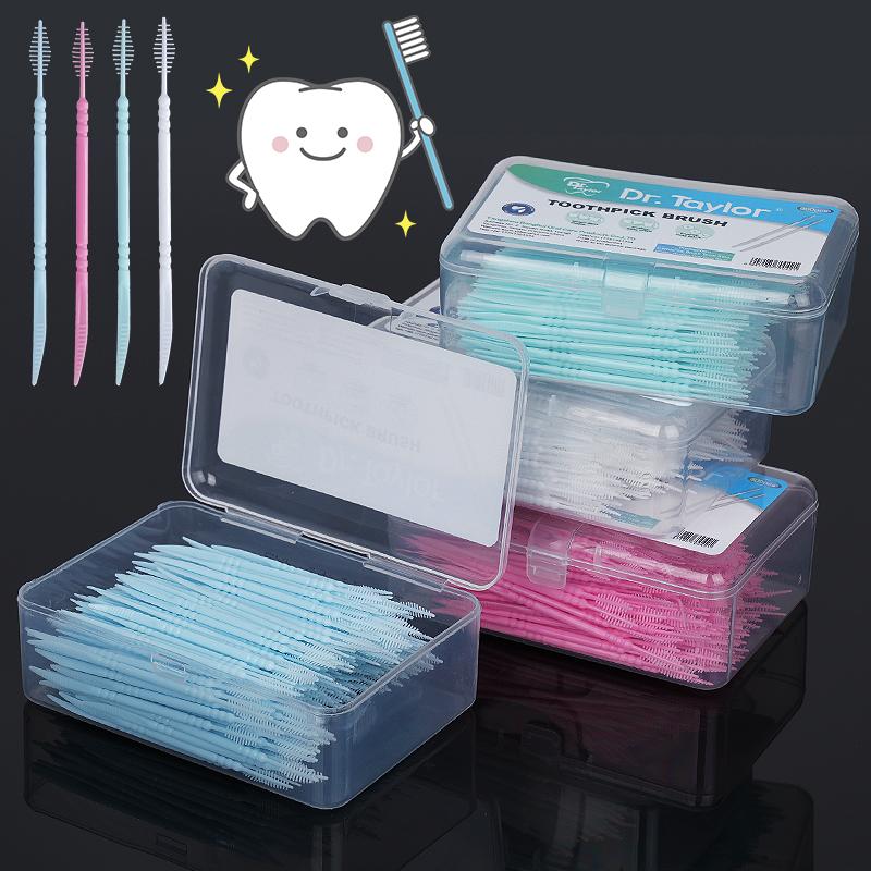 300Pcs Toothpick Brush Double-Headed Disposable Household Interdental Brush Teeth Picking Dental Floss