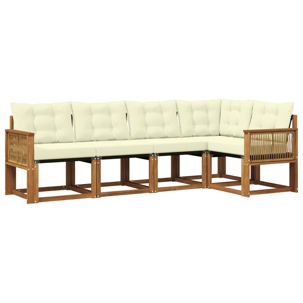 Outdoor Sofa Set with Cushions 5 pcs Natural and Cream
