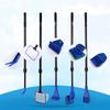 6 In 1 Fish Tank Cleaning Tool Algae Cleaning Tool with Gravel Rake Brush Fish Net Scraper Fish Tank Telescopic Long