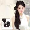 45cm Chinese Style Side Synthetic Ponytail Braids Wig Clip Women Natural Curly Fluffy Hair Extension