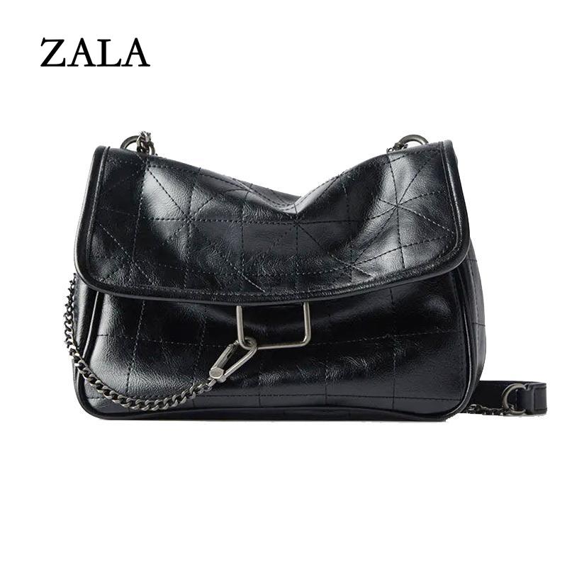 Модная сумка через плечо для женщин из искусственной кожи с цепочками подмышками, черная однотонная сумка-мессенджер с клапаном, сумки