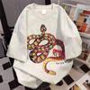 Unisex 190g Pure Cotton Retro Snake Print Streetwear T-Shirt - Short Sleeve