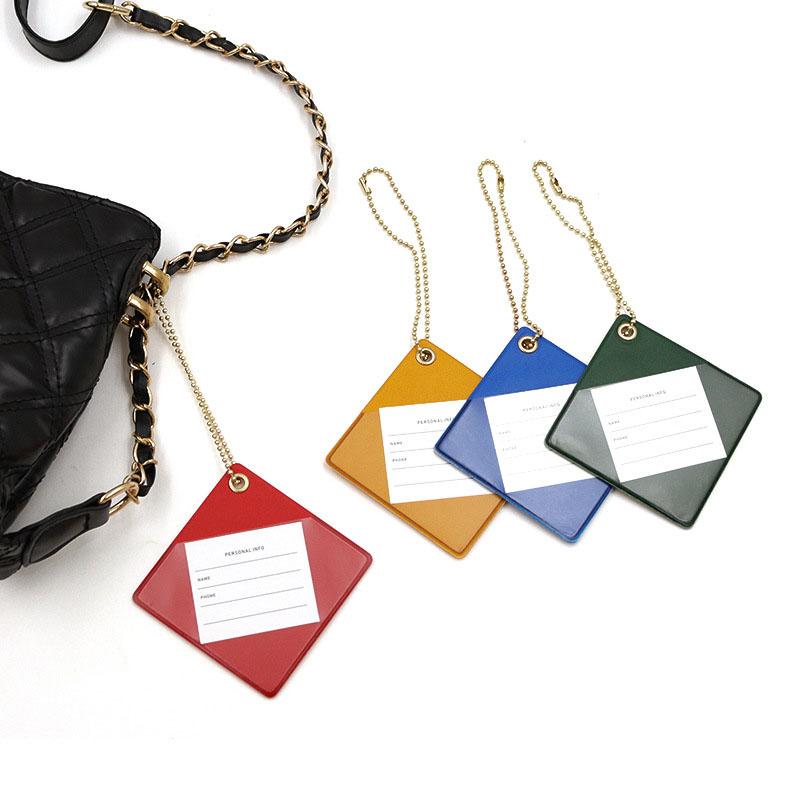 1 шт. Разноцветная квадратная ПУ багажная бирка – Бирка для регистрации багажа, Цепочка, Информационная бирка для посадочных талонов