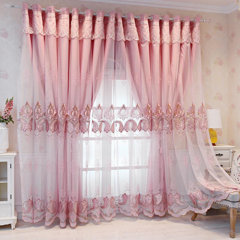 Blackout Curtains UV Protection] Elegant Beige Embroidered Double-Layer Blackout Curtains with UV Protection - Rod Pocket Design for Easy Hanging