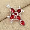 Ювелирные изделия из твердого серебра 925 пробы, красный гранат, драгоценный камень, подвеска в виде креста ручной работы, дизайнерские ювелирные изделия