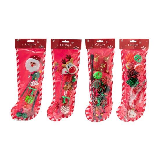 1 Набор Рождественские кошачьи игрушки Кошки Погремушка Мяч Плюшевые мыши Кошачья дразнилка Палочка Котята Снятие стресса Интерактивные игрушки для кошек Игра Тренировка Рождественский подарок