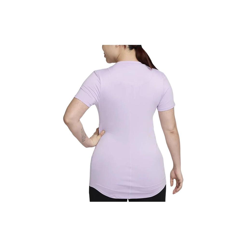 Nike Dri-Fit One Solid Color Round Neck Pullover Quick-Dry Short Sleeve T Shirt Women T Shirts Lilac-Red FN5002-512