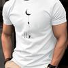Unisex Red Oneck Tshirt Moon Climber Print Casual Short Sleeve Cotton Tee Astronaut Adventure Streetwear Slim Fit Tops For Unisex