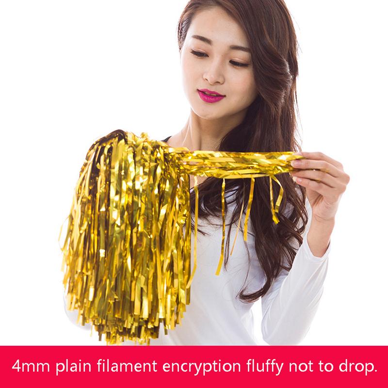 Stunning Pair of Non-Fading Metallic Cheerleading Pom Poms, Ideal for Kids and Adults, Brilliant for Sports and Dance Teams