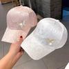 Korean Rhinestone Butterfly Baseball Cap - Versatile Sun Protection Hat with Lace Pattern for Women