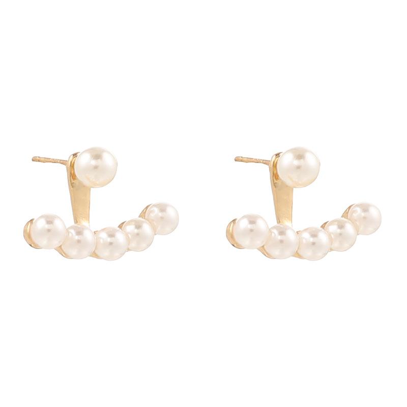 Серьги-гвоздики из серебра 925 пробы с жемчугом Dongdaemun Purchasing Fashion Temperament Серьги-гвоздики Простые висячие серьги с задней стороны для ношения в два приема