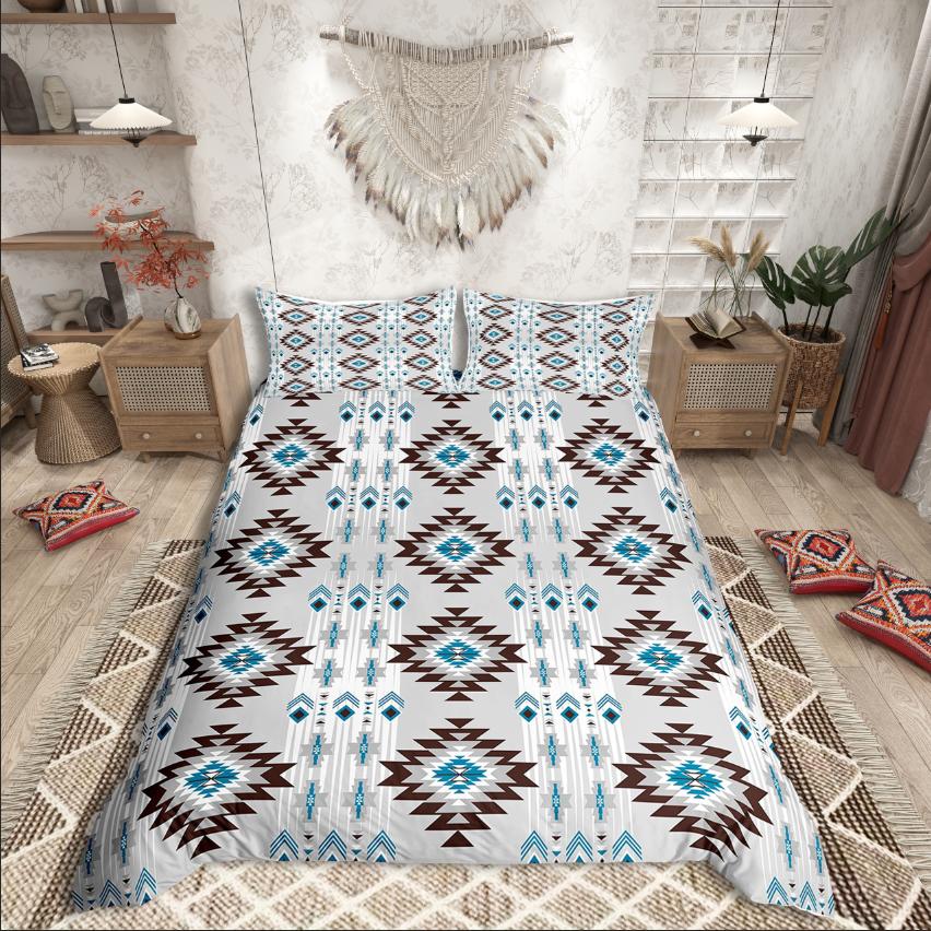 Homewish Tribal Aztec Duvet Cover Set,Bohemian Theme Bedding Set for Teens,exotic Style Decor