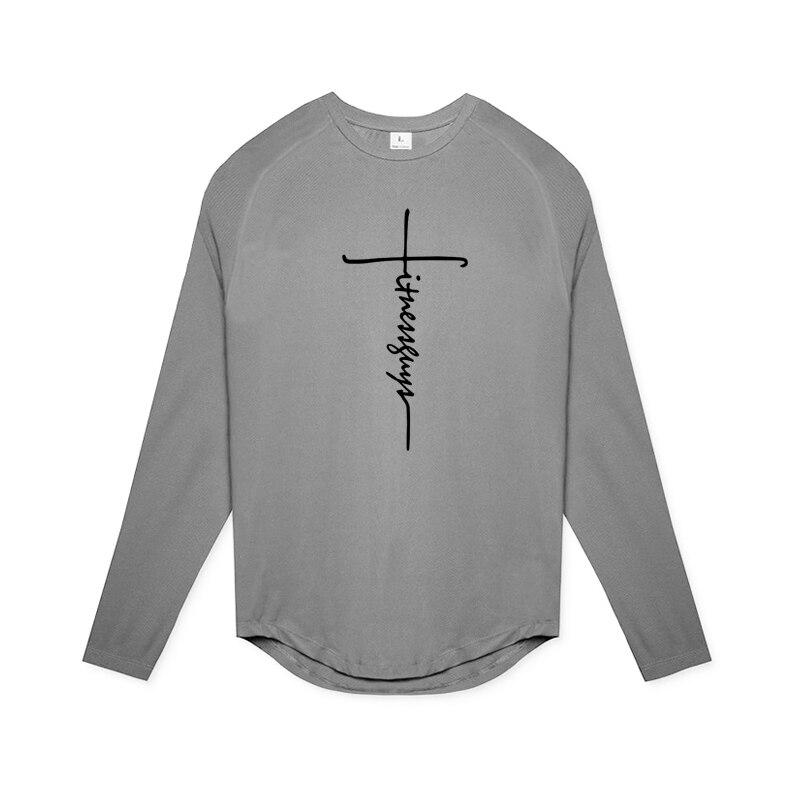 Футболка Do The Work Autumn Gym Sports Men Quick Dry Running Bodybuilding Fitness Workout Tight с длинным рукавом и принтом