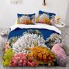 Пододеяльник Кинг/Квин «Подводный мир» Мультяшный комплект постельного белья с океанскими животными для детей Рыбы Кораллы Морская жизнь Мягкий полиэстеровый пододеяльник