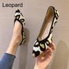 Women's Fashion Lady's Office Driving Shoes Casual Loafers Flats Pointed Toe Shoes Leopard Slip-On Shoes Flat Bottom Knitted Soft Bottom