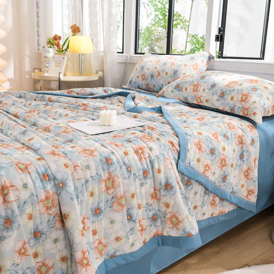 Summer Thin Comforter Soft Air-Conditioned Four Season Comforter Machine Washable Single Double Blanket Ultrasonic Quilted Quilt