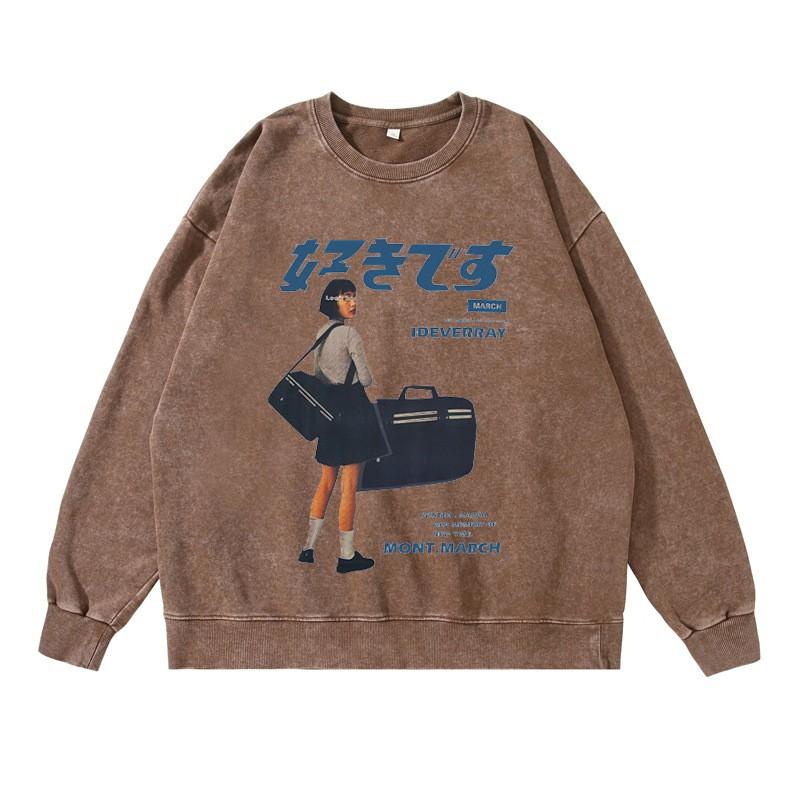 Vintage Sweatshirts Male Washed Cotton Sportswear Spring Autumn Pullovers Casual Hoodie Hip Hop Streetwers