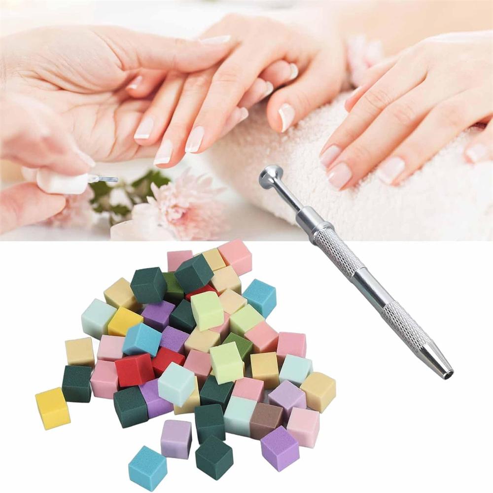 LINMANDA 200/50PCS Nail Sponges With Silver Grabbing Pen Nail Art Color Gradient Aura Effect Designs Brush Precise Manicure Tool