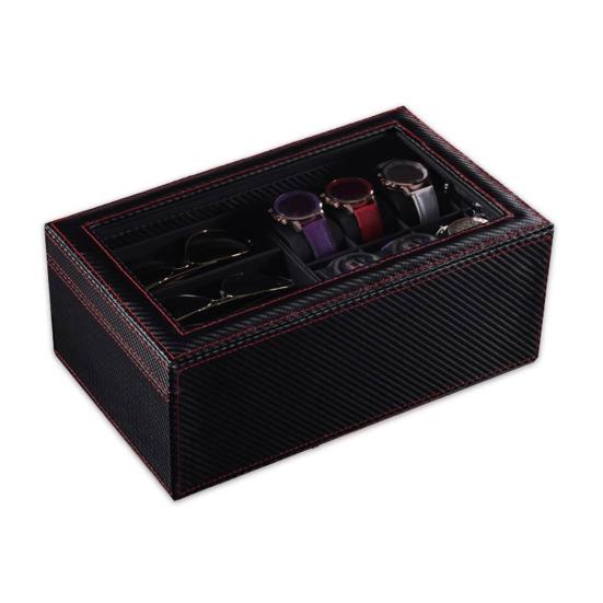 Коробка для часов, органайзер для солнцезащитных очков, большая вместимость, несколько отделений, дизайн окна, держатель для часов, подставка