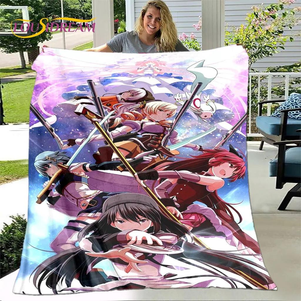 Puella Magi Madoka Magica Cartoon Soft Plush Blanket,Flannel Blanket Throw Blanket for Living Room Bedroom Bed Sofa Picnic Cover