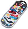 Skater Lunch Box Trio and Made In Tomica TACC2AG Kids' Set, Chopsticks, Spoon, Fork, Kids' Cutlery, Antibacterial, Easy-Open Slide-Open, Japan, 25,