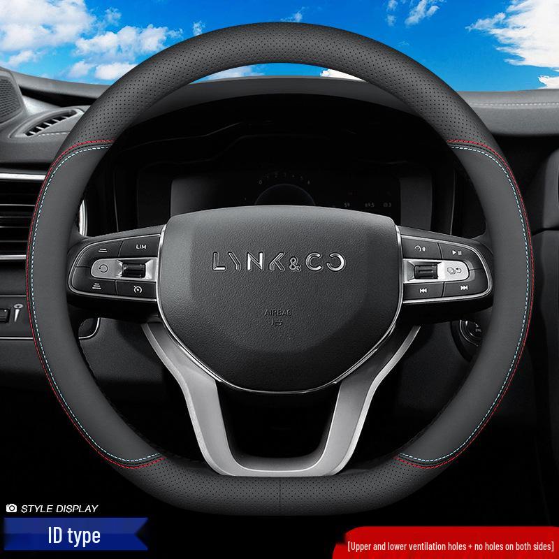 Чехол на руль из натуральной кожи для моделей Lynk & Co 01, 02, 03, 03+, 05, 06 и автомобилей на новых источниках энергии