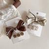 Autumn Winter Cute Kids Girl Hair Clip Retro Princess Beige Coffee Color Bow Floral Hair Pin Little Girl Hair Styling Headwear