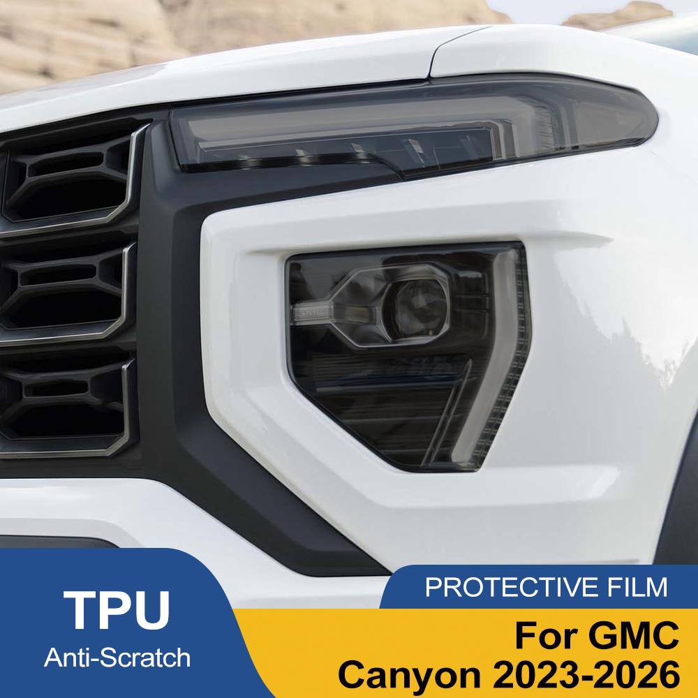 Премиальная TPU PPF для GMC Canyon 2026-2026 Высокоглянцевая Дымчато-Черная Предварительно Вырезанная Защитная Пленка для Фар Антицарапающая Виниловая Обертка Комплект