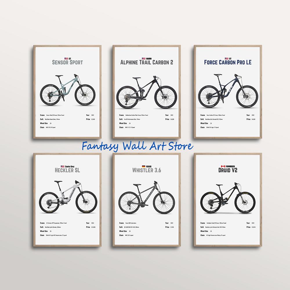 Роскошный горный велосипед Знаменитый велосипед Параметр Минималистичный постер Холст Живопись Настенные картины Декор для дома Комнаты Подарки для любителей велосипедов