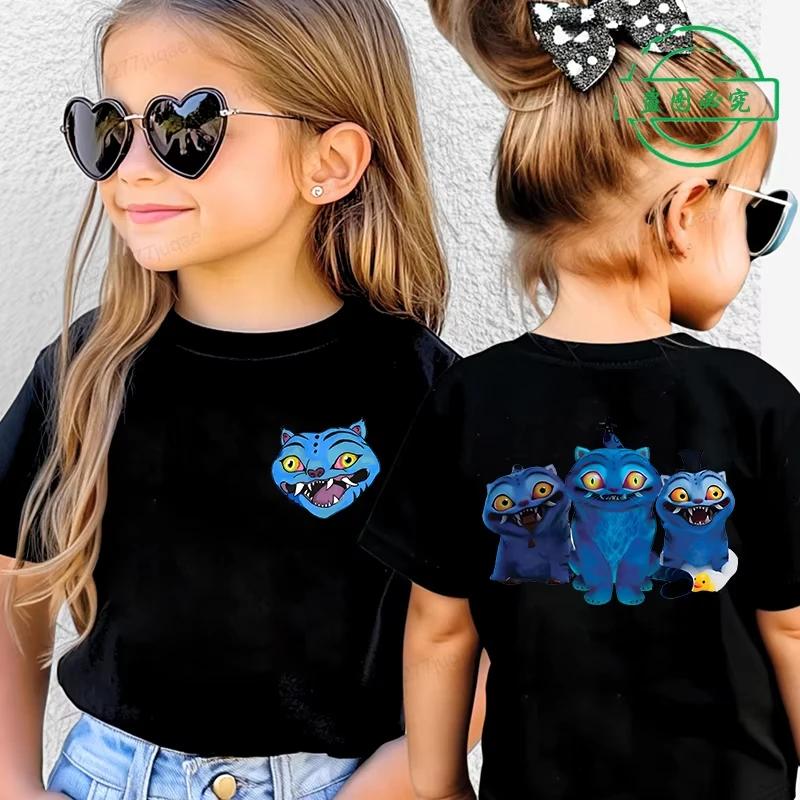 T-Shirts Girls Children's Clothing Summer Cartoon Cute Tiger Pattern Fashion Children's T-shirt Comfortable Short-sleeved Top