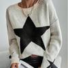 Star Sweater Pullover Women Autumn Spring Simple Knit Elastic Pullovers Jumper Casual Thick Warm Black White Basic Jumpers