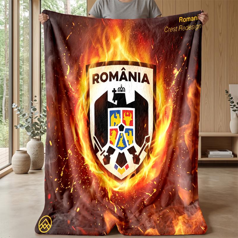 Romania Football Printed Flannel Blanket Skin Friendly Warm Decorative Throw for Indoor Couch Bed Daily Use