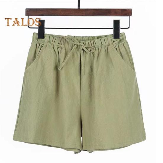 Летние женские шорты трапециевидной формы на шнуровке с высокой эластичной резинкой на талии, однотонные, свободные боковые карманы, плиссированные, повседневная домашняя одежда, спортивные короткие шорты